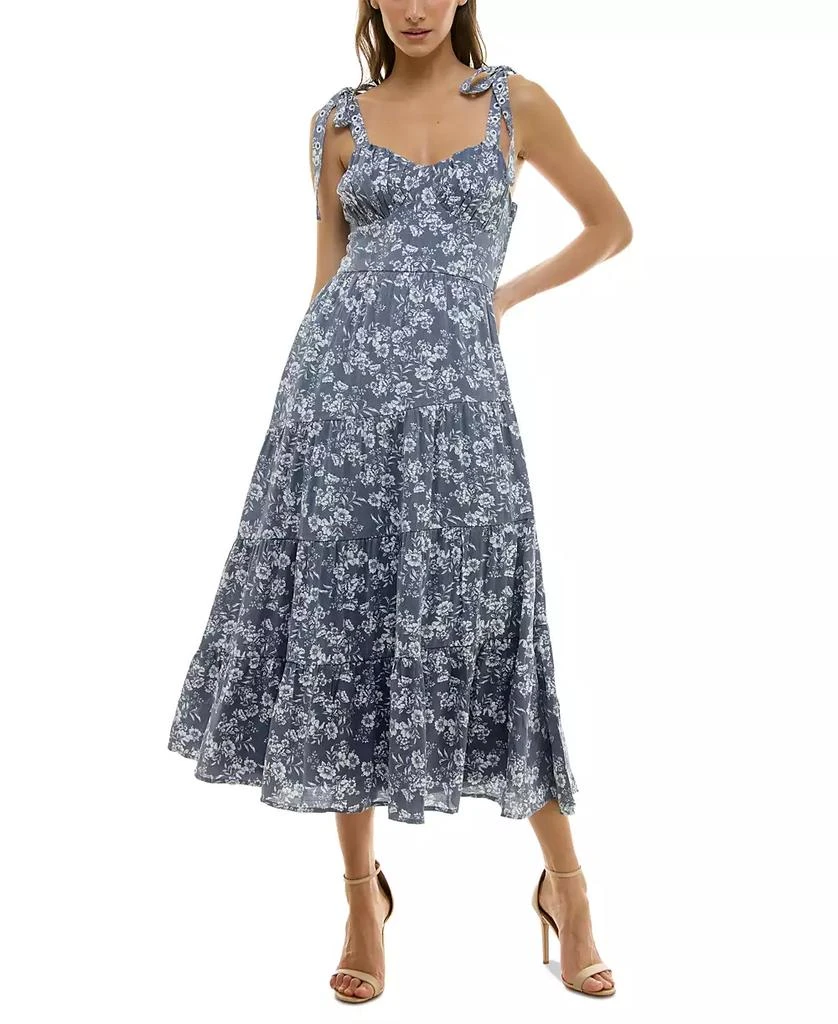 Trixxi Juniors' Sweetheart-Neck Tie-Strap Tiered Dress 3
