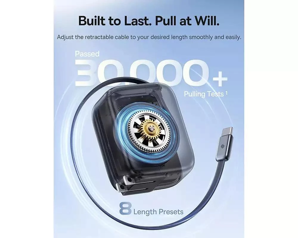 Baseus Enercore with Single Retractable USB-C Cable Charger 67W 3