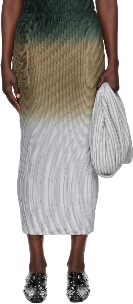 Issey Miyake Green & Gray Nuance Midi Skirt 1