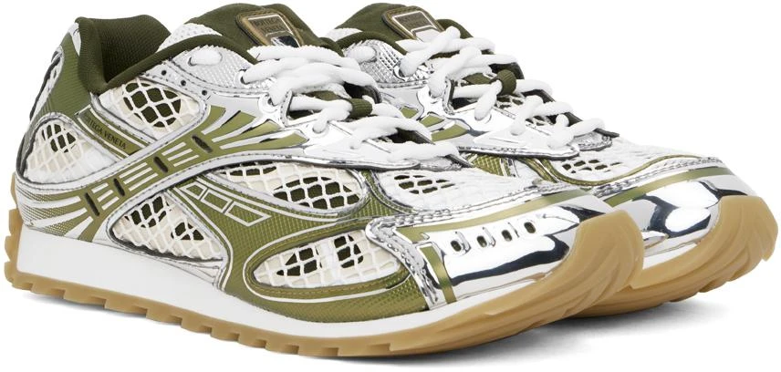 Bottega Veneta Silver & Green Orbit Sneakers 4