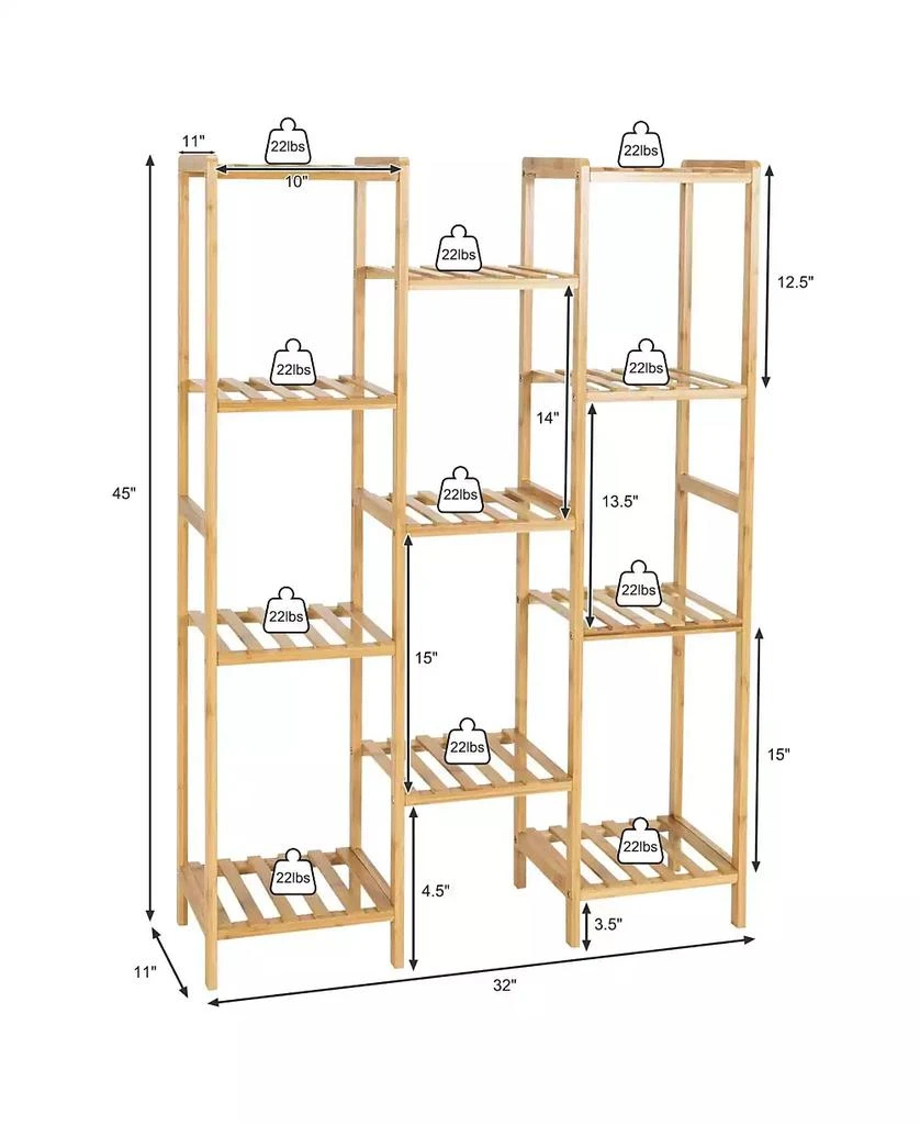 SUGIFT 9-Tier Bamboo Plant Stand for Living Room Balcony Garden 2