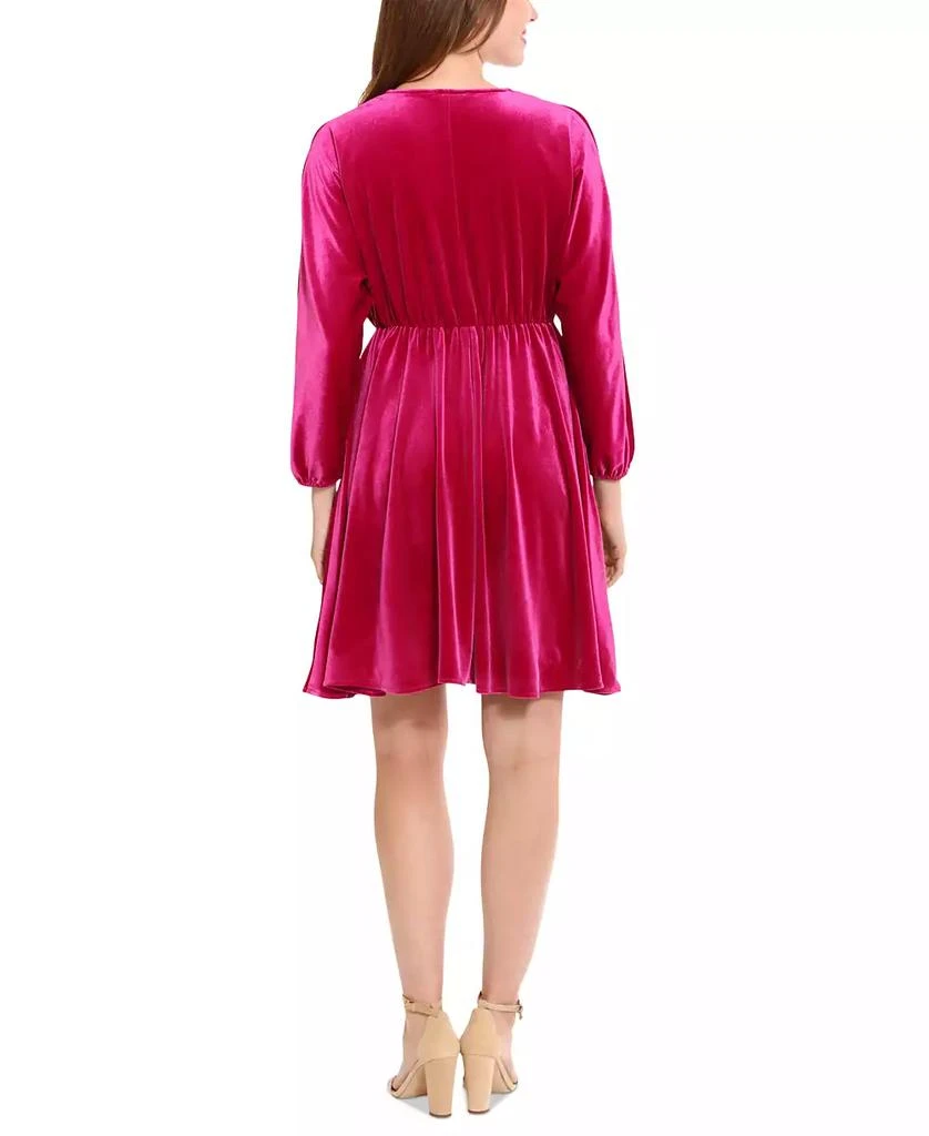 London Times Women's Dolman-Sleeve Velvet Fit & Flare Dress 2