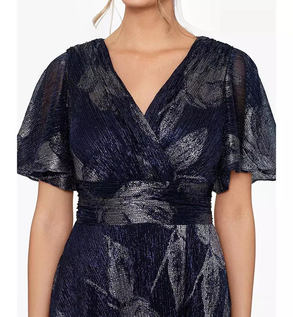 Betsy & Adam Women's Crinkled Flutter-Sleeve Gown 4