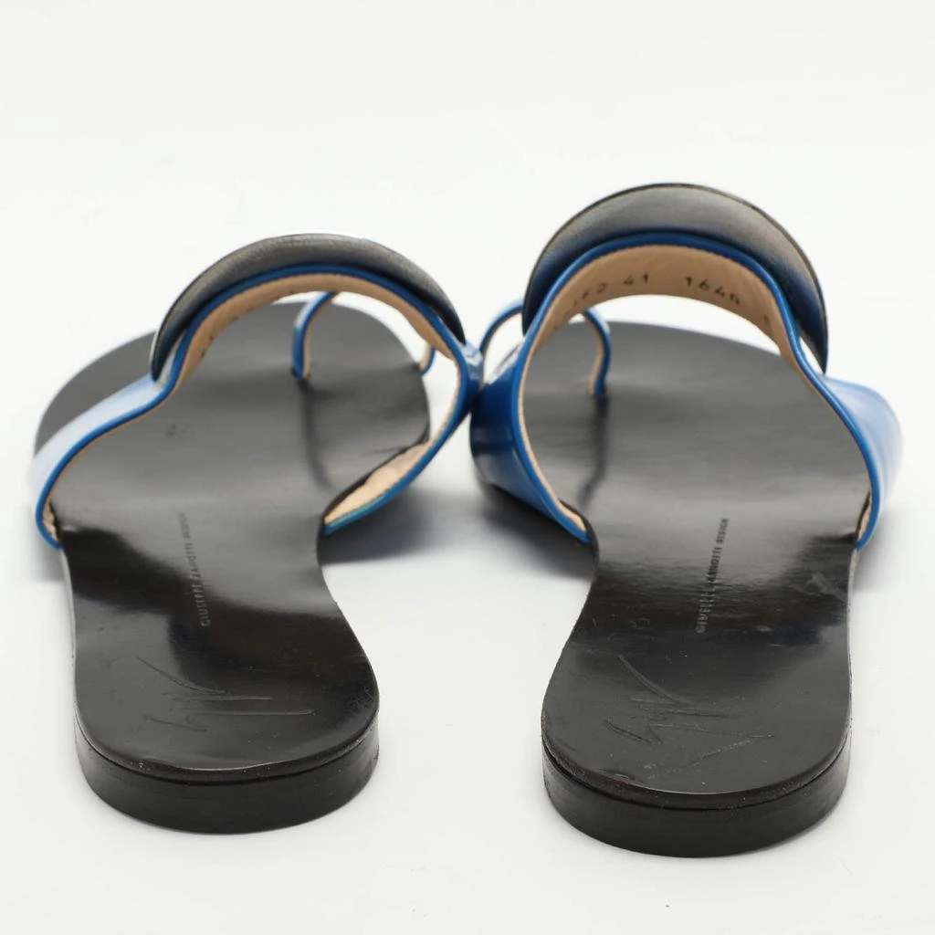 Giuseppe Zanotti Giuseppe Zanotti Blue Patent Leather Toe Ring Flat Sandals Size 41 5
