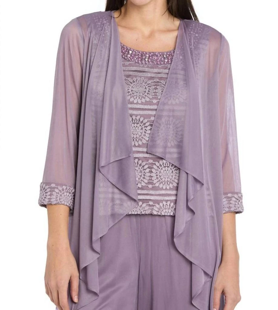 R&M Richards R&M Richards - Glitter Embroidered Pant Suit With Pearl Neckline 6