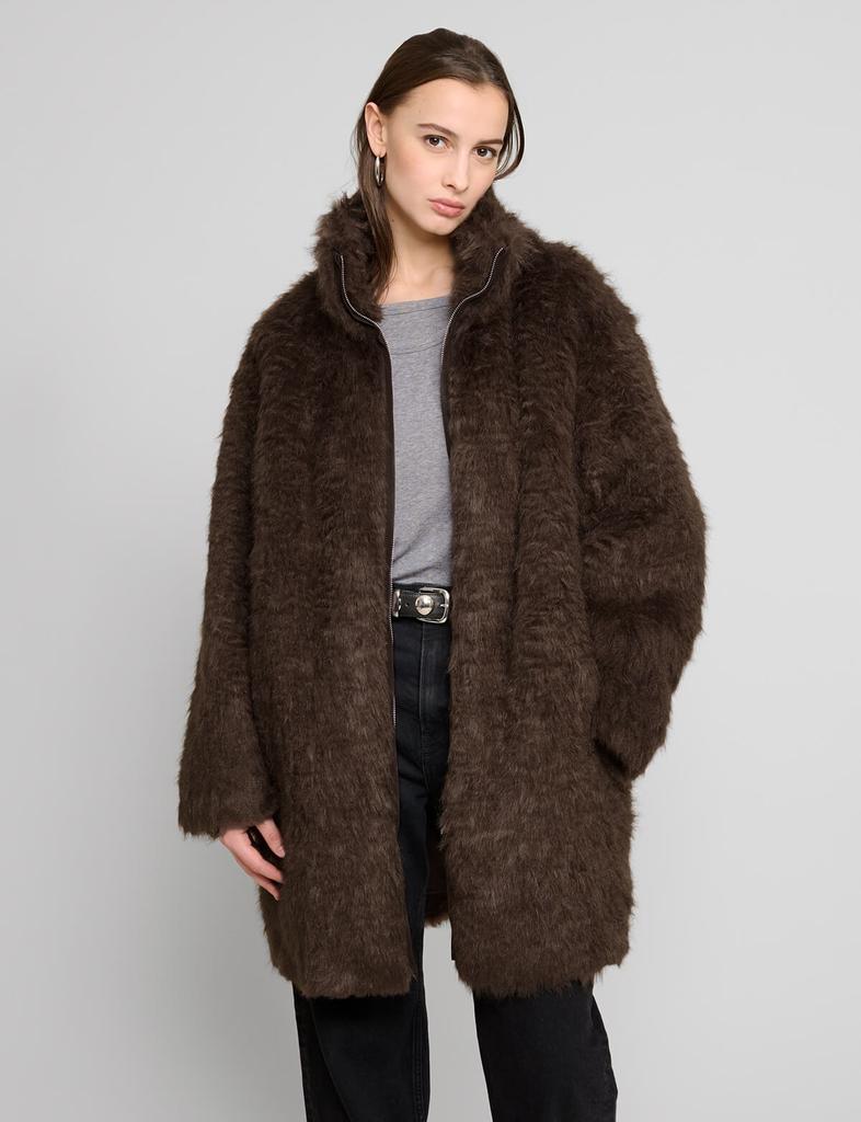 Pixie Market Brown  Faux Fur Coat