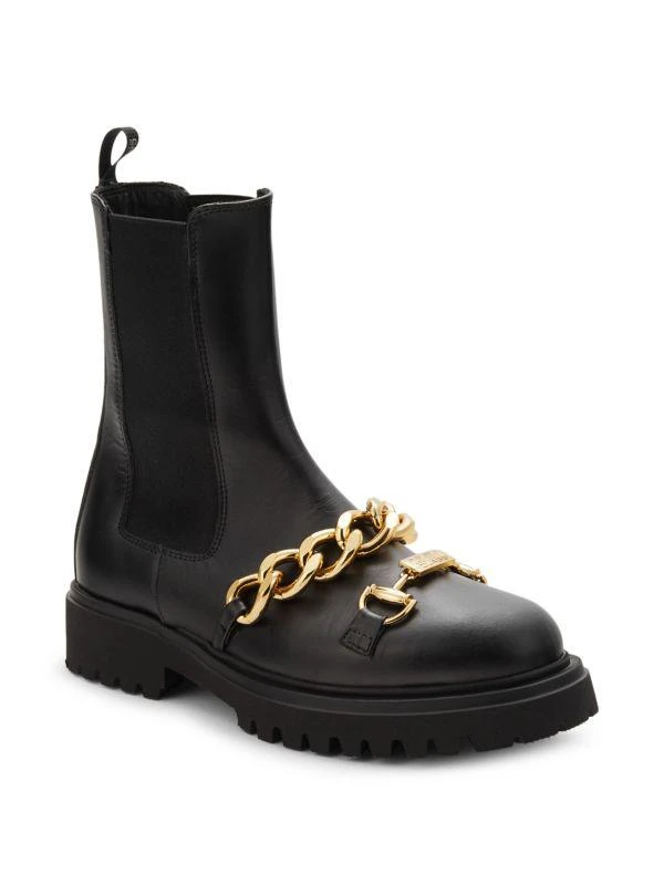 cavalli CLASS Chain Trim Leather Chelsea Boots 2