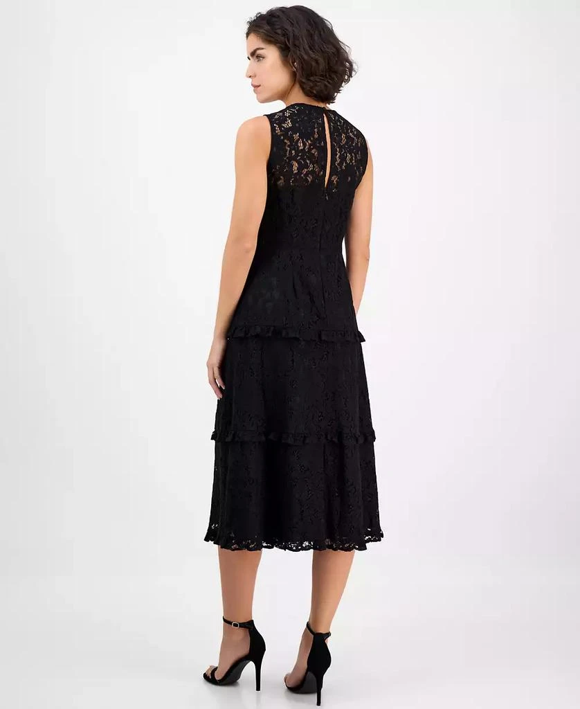 black slim dresser Black Lace Ruffle Tiered Off Shoulder Maternity Midi Dress