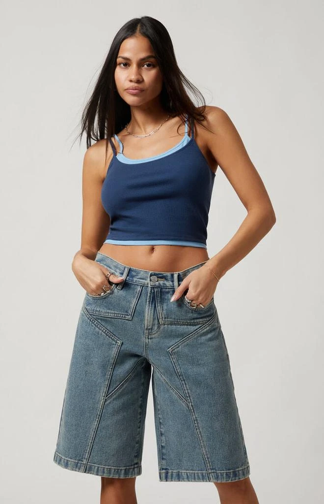 PacSun Light Indigo Star Seam Extreme Denim Jorts 1