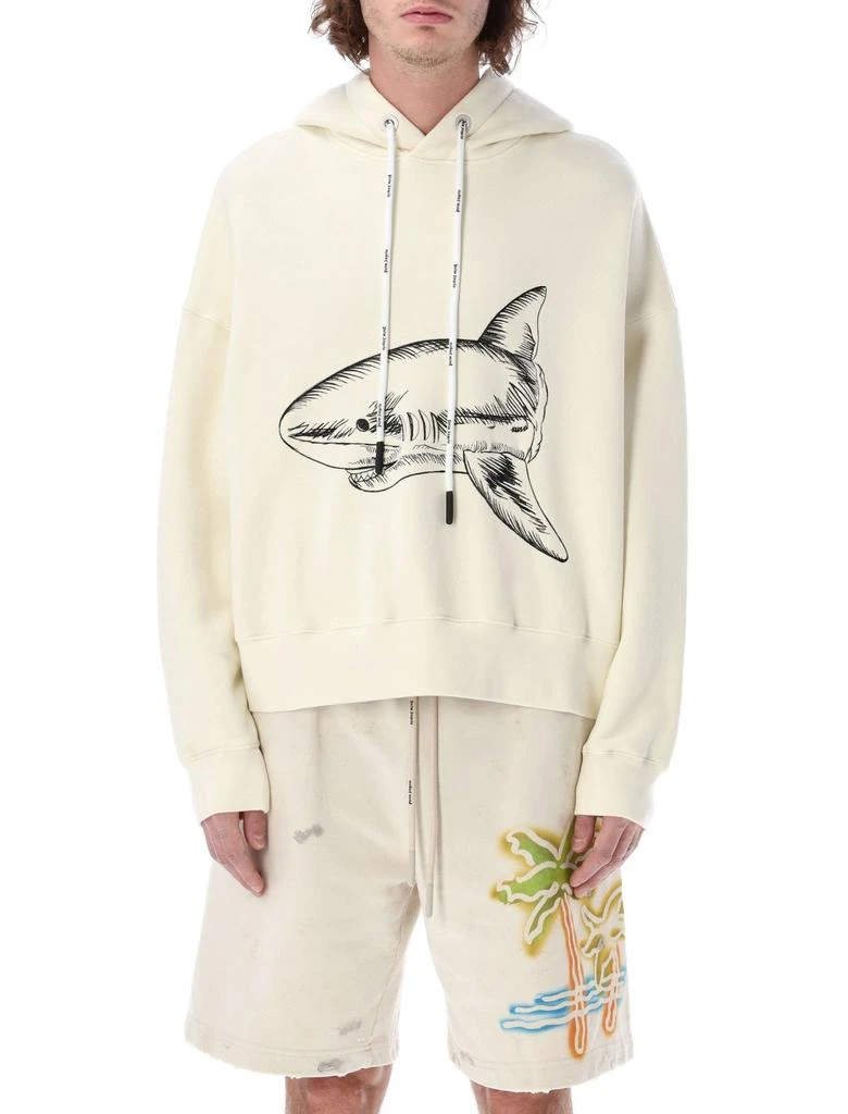 Palm Angels Palm Angels Slpit Shark Drawstring Hoodie 1