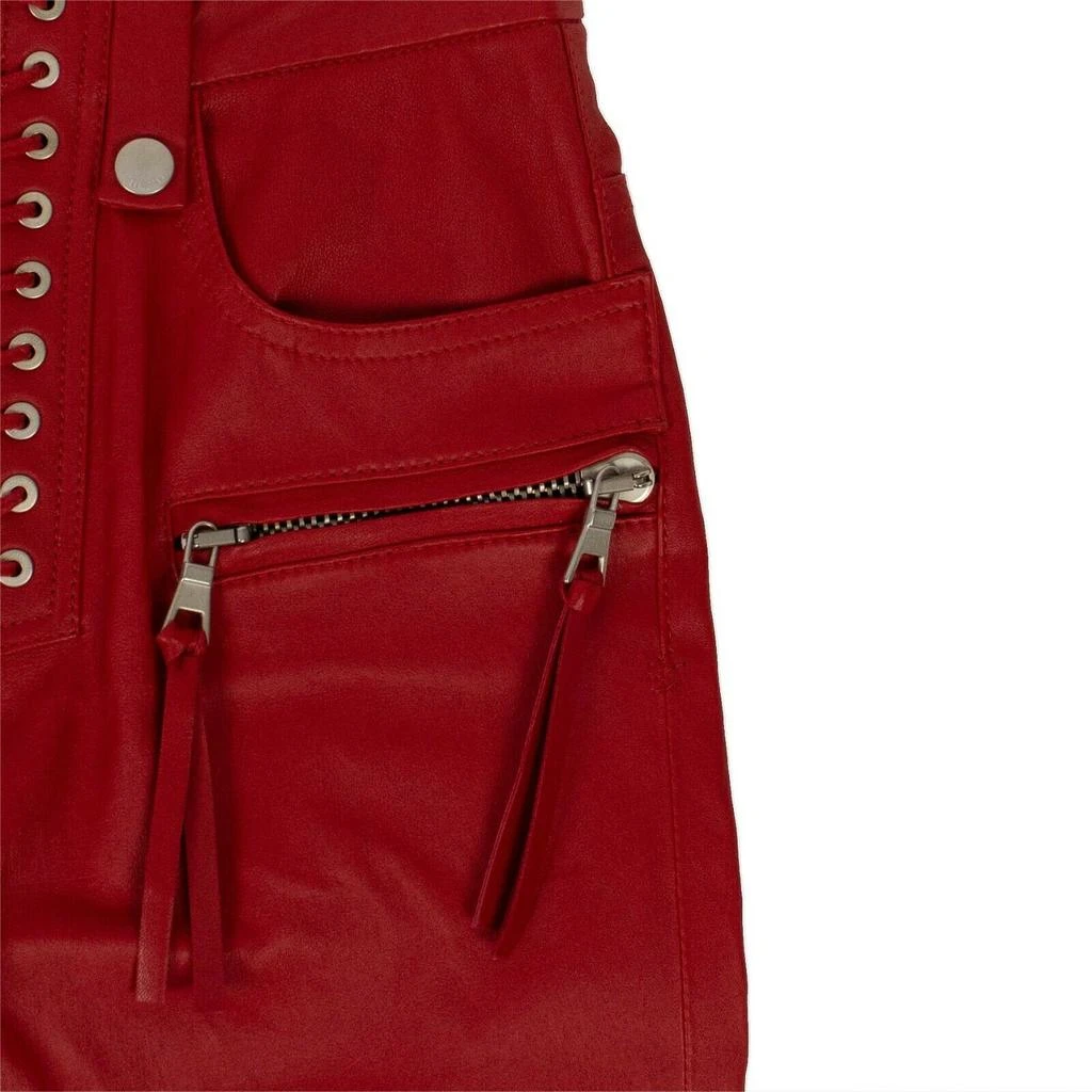 Unravel Project Leather Cropped Plonge Lace-Up Pants - Red 5