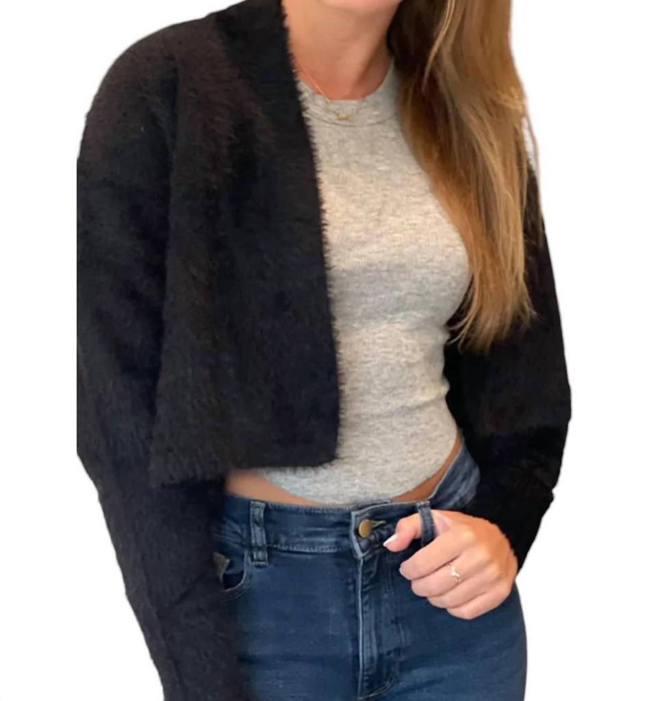 Bishop + Young Mila Fuzzy Cardigan In Black