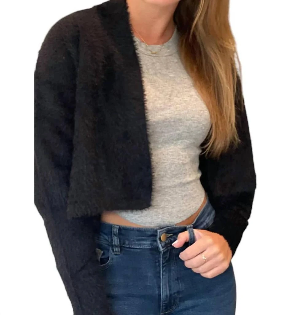 Bishop + Young Mila Fuzzy Cardigan In Black 1