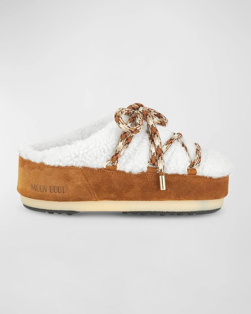 Moon Boot Suede Shearling Lace-Up Mules 1