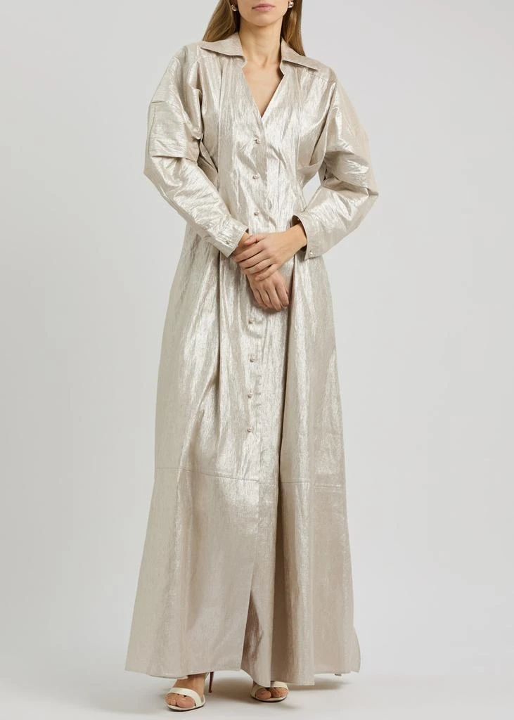 PALMER//HARDING Honesty Opens metallic linen-blend maxi dress 4