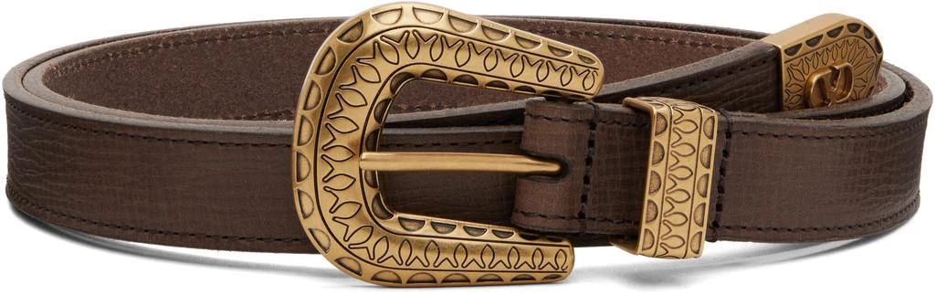 Valentino Brown VLogo Signature Calfskin Belt 1