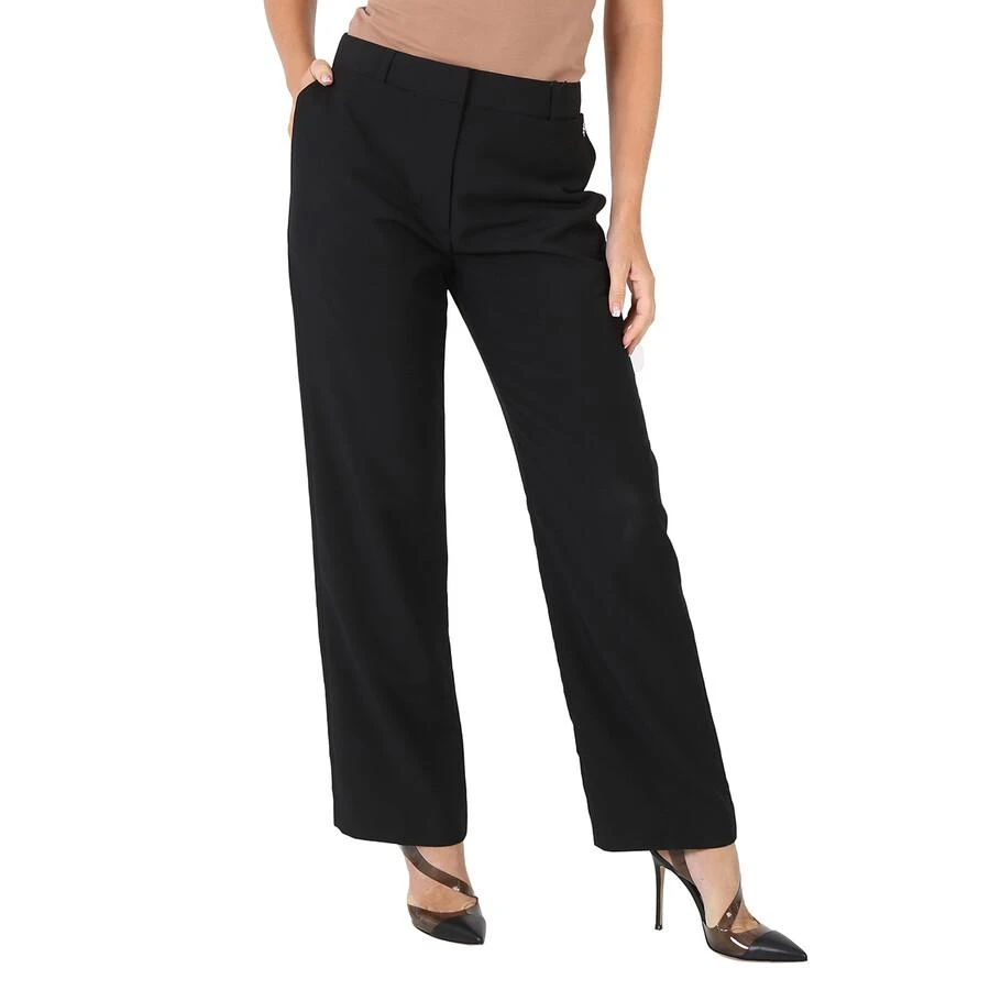 Burberry Black Pocket Detail Wool Mohair Tailored Trousers 1
