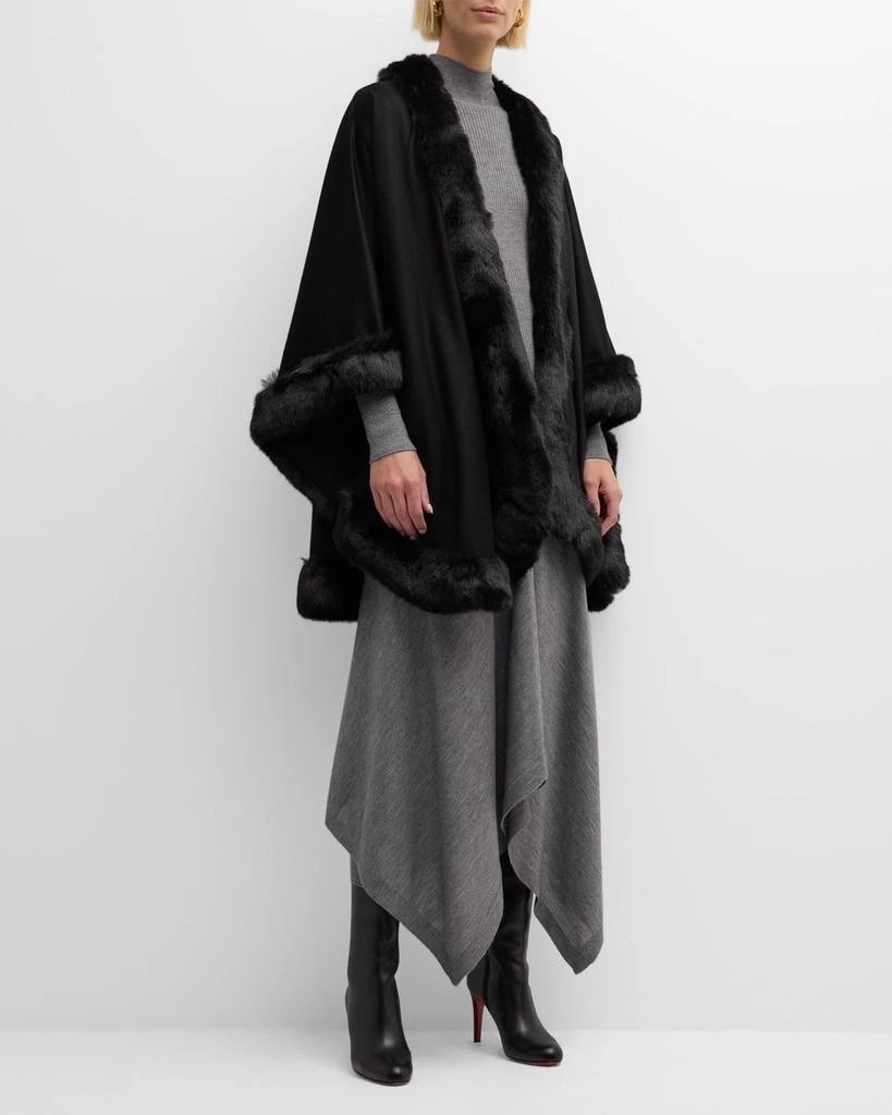 Sofia Cashmere Faux Fur Trim Cashmere Cape 2