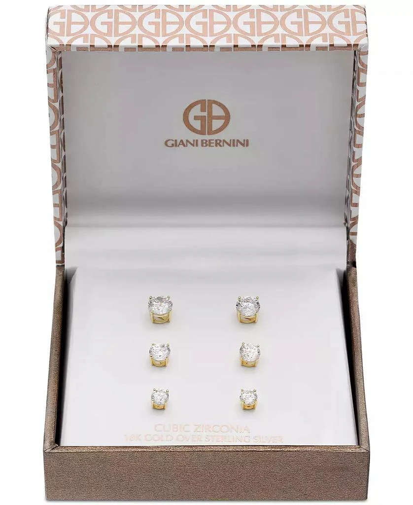 Giani Bernini Cubic Zirconia Stud Earring Set in 18k Gold over Sterling Silver or Sterling Silver, Created for Macy's 3