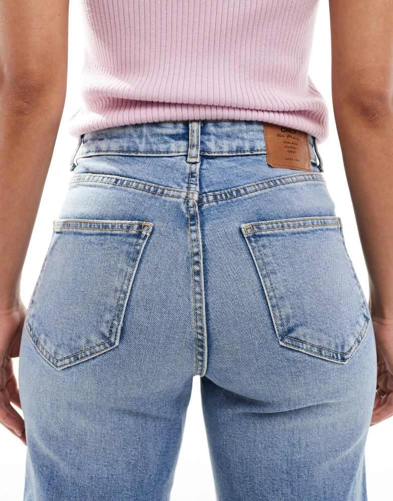ONLY ONLY Juicy high waisted wide leg jeans in mid blue 4