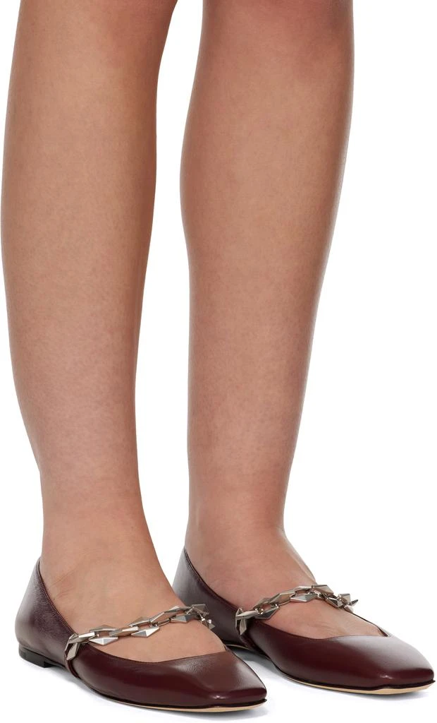Jimmy Choo Burgundy Diamond Tilda Ballerina Flats 4