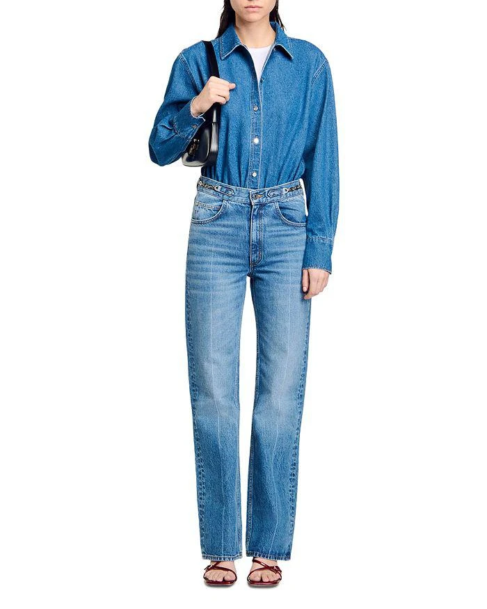 Sandro Fullmoon Denim Shirt Bodysuit 2
