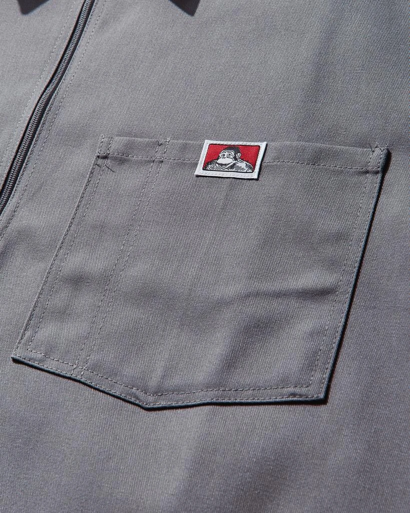 BEN DAVIS Men's Solid 1/2 Zip Shortsleeve Shirt Light Grey 3
