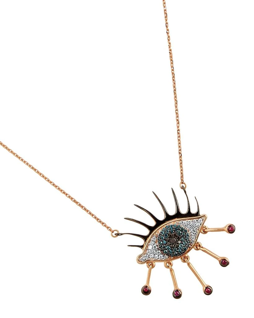 Bee Goddess Eye Light Diamond and Ruby Pendant Necklace 1