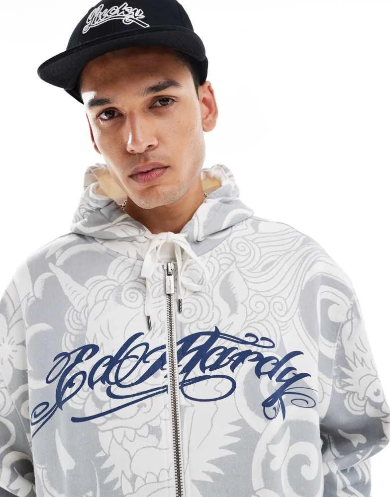 Ed Hardy Ed Hardy Y2K shadow graphic zip hoodie 2