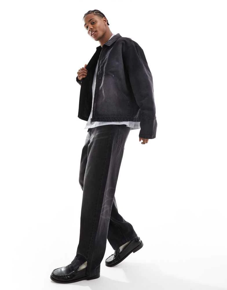 Weekday Weekday Alvaro relaxed jacket with front pockets in washed black 1