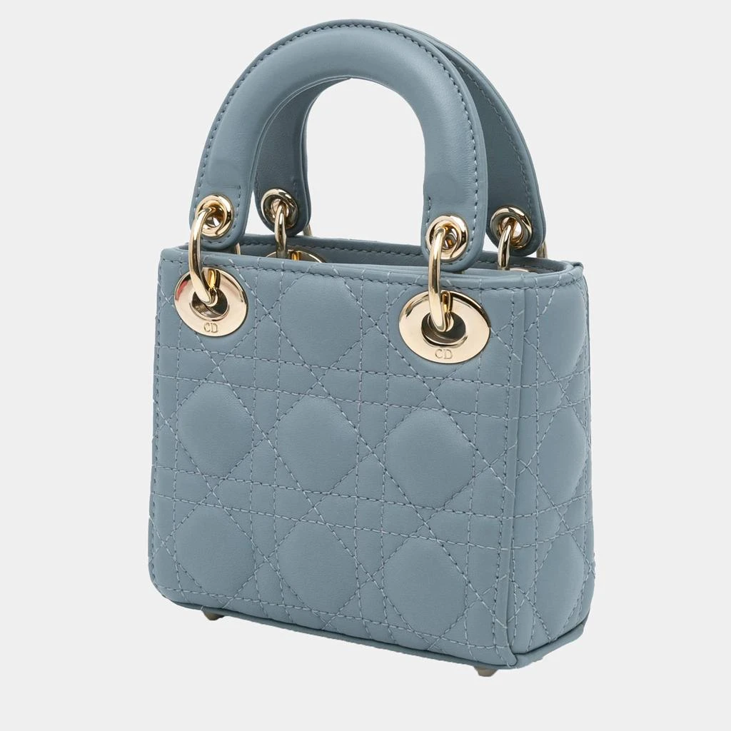 Dior Dior Light Blue Lambskin Leather Micro Cannage Lady Dior Shoulder Bag 2