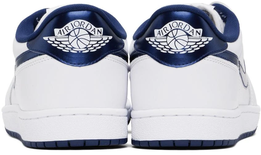 Jordan White & Navy Air Jordan 1 Low Sneakers 2