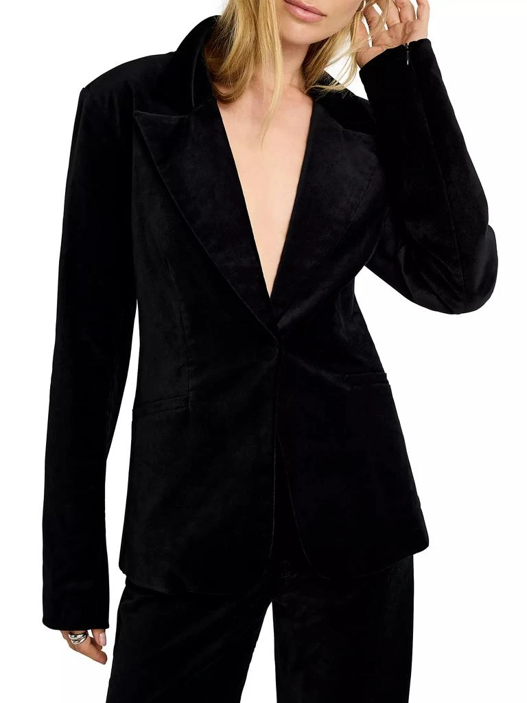 Good American Velvet Single-Breasted Blazer 2
