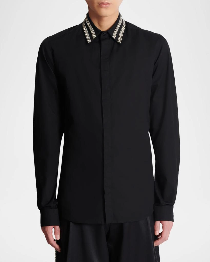Balmain Men
s Crystal-Collar Cotton Dress Shirt 5