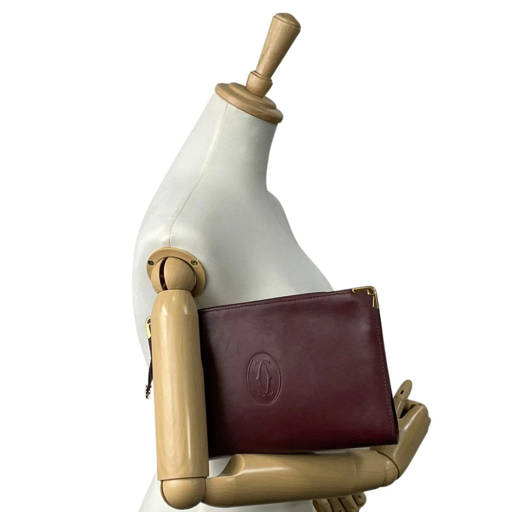 Cartier Wine Leather Clutch Bag (Pre-Owned) 4