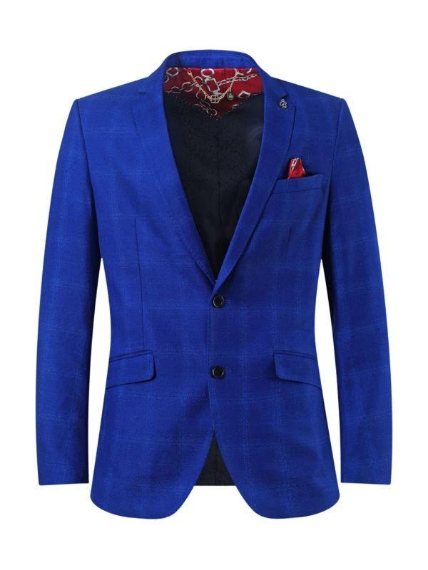 Elie Balleh Slim Fit Plaid Single Breasted Blazer 1