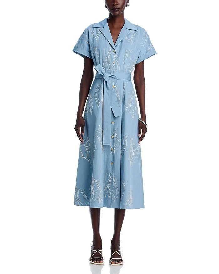 Lafayette 148 New York Embroidered Notch Lapel Midi Dress 7