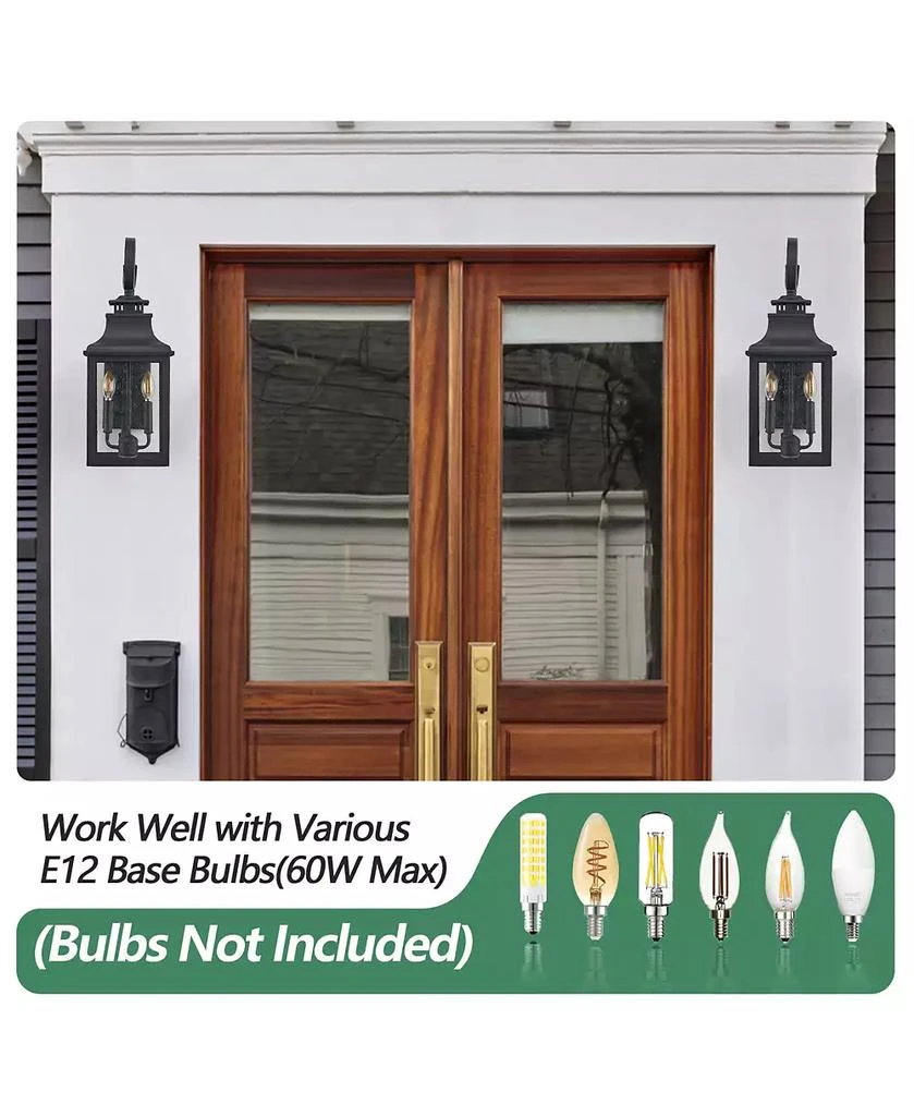 Flynama 23 Inch Vintage Black Outdoor Wall Lantern Light with Clear Seeded Glass for Porch and Patio 9