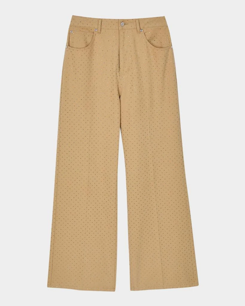 Sandro Golden Embellished Wide-Leg Jeans 1