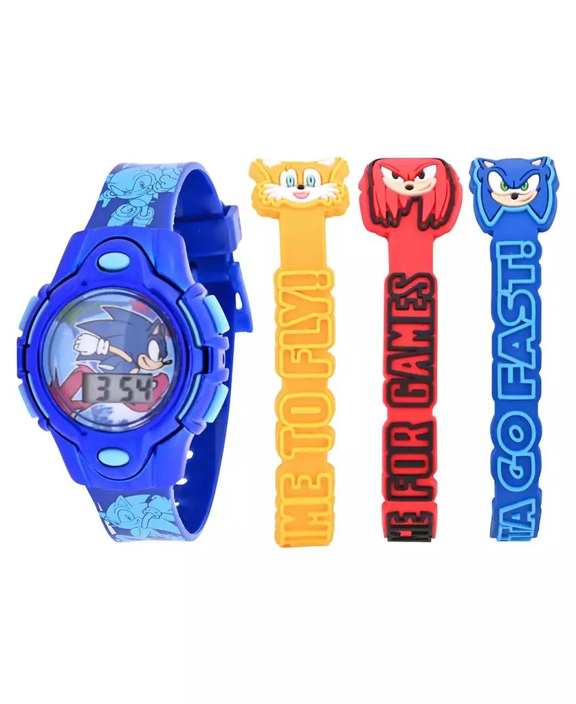 Accutime Kids Unisex Sega Sonic the Hedgehog Blue Silicone Strap Watch 35.5mm Set 1