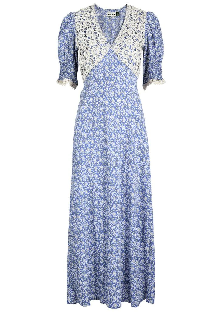 Rixo Olga lace-trimmed floral-print maxi dress  1