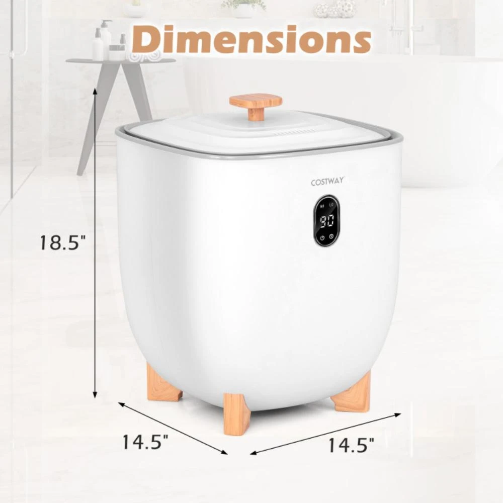 Costway 25L Towel Warmer Bucket with 2 Temperature Settings and Auto Shut Off-White 6