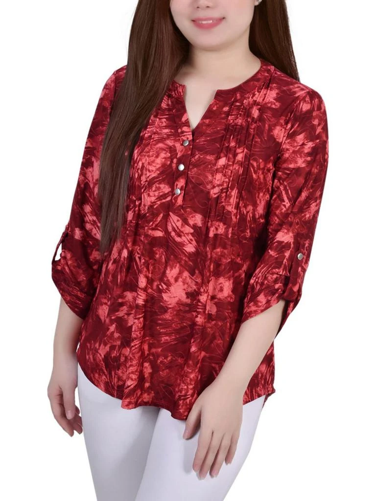 NY Collection Petites Womens Button Pullover Top 5