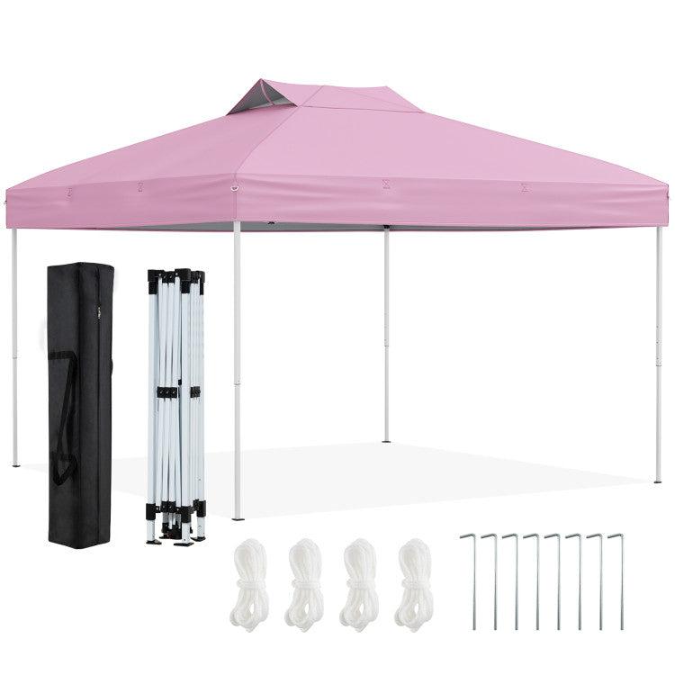 Hivvago 10 X 10 Ft Foldable Outdoor Patio Shelter Canopy Tent With 1-Push Center Lock