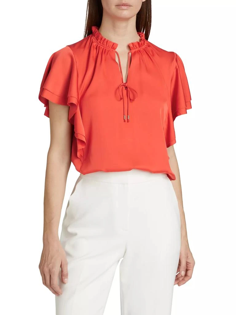 Tahari Viori Silk Flutter-Sleeve Blouse 3