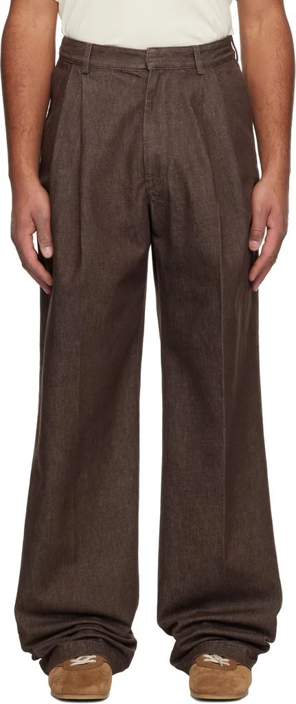 Dries Van Noten Brown Pleated Jeans 1