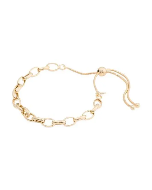 MIA FIORE Made In Italy 18kt Gold Plated Round Chain Bolo Bracelet
