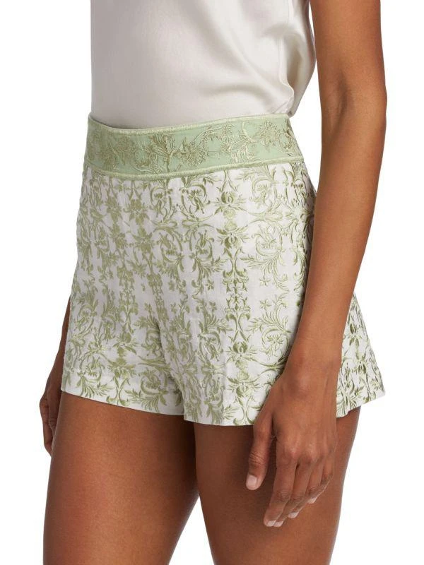 Alice + Olivia Donald Embroidered Cotton & Linen Shorts 3