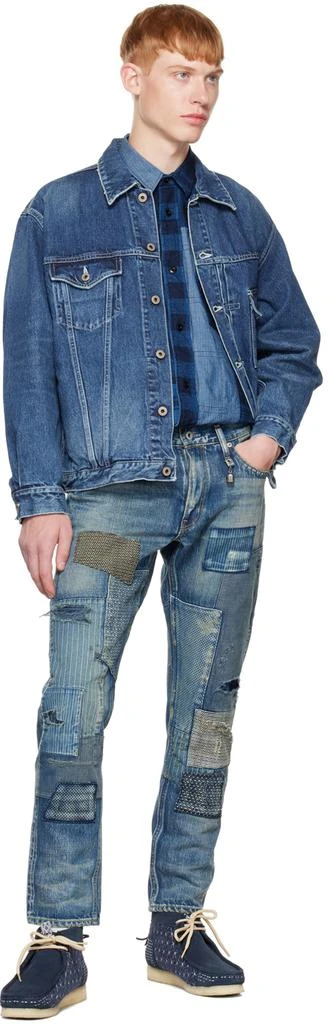 FDMTL Blue Plaid Patchwork Shirt 4