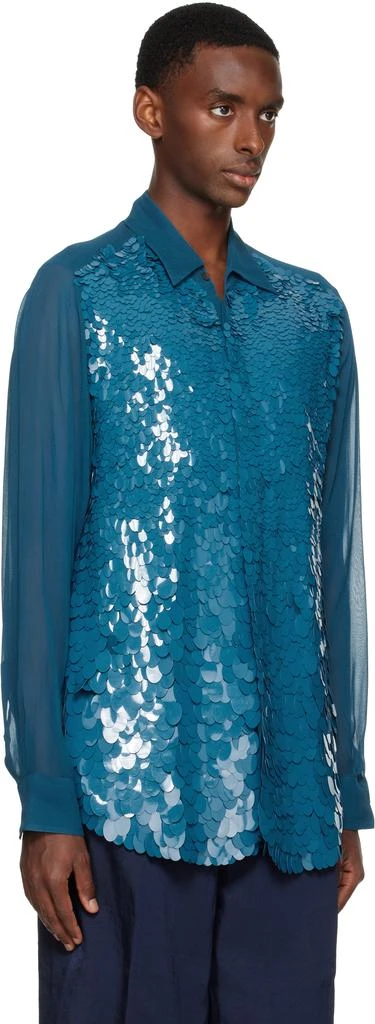 Dries Van Noten Blue Sequinned Shirt 2